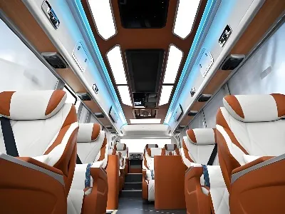 What properties are required for plastic interior parts of buses?